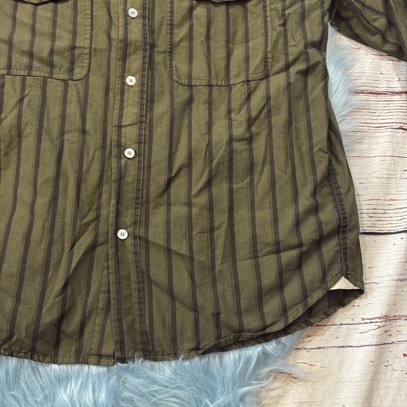 There Was One Green Black Stripe Button Down Top sz 44 - Picture 6 of 10